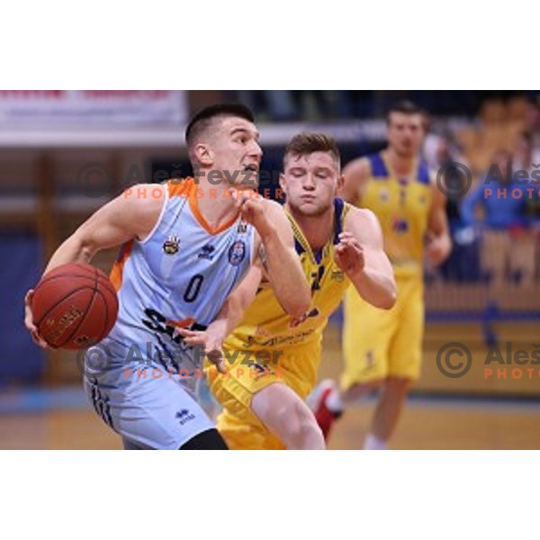 Matic Rebec and Jan Rebec in action during Nova KBM league basketball match between Sencur GGD and Sixt Primorska in Sencur Sports Hall, Slovenia on January 13, 2018
