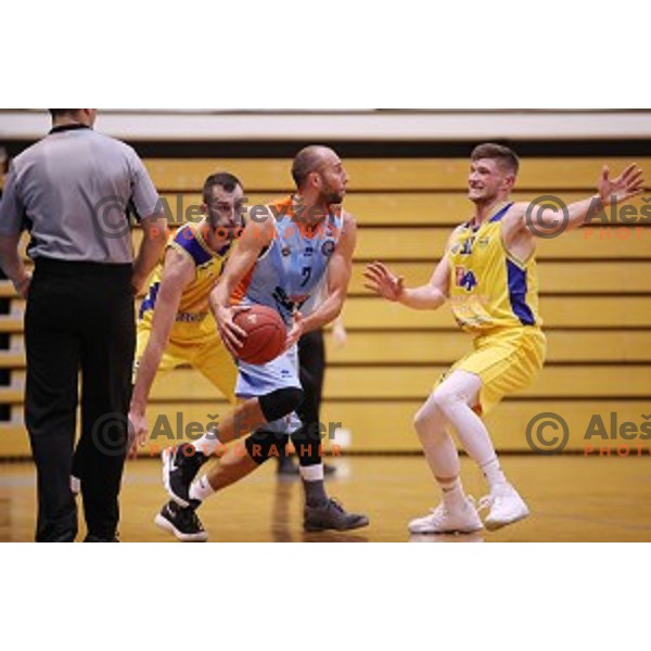 Nebojsa Joksimovic and Jan Rebec of Sencur GGD in action during Nova KBM league basketball match between Sencur GGD and Sixt Primorska in Sencur Sports Hall, Slovenia on January 13, 2018