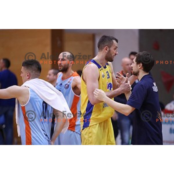 Smiljan Pavic and Tadej Ferme during Nova KBM league basketball match between Sencur GGD and Sixt Primorska in Sencur Sports Hall, Slovenia on January 13, 2018