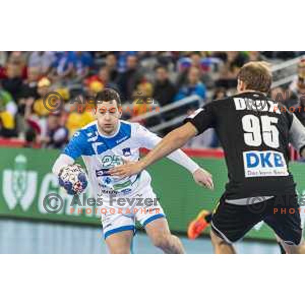 Slovenia’s Miha Zarabec (23) in action EHF European Championship match between Slovenia and Germany, in Arena Zagreb, Zagreb, on January 15, 2018