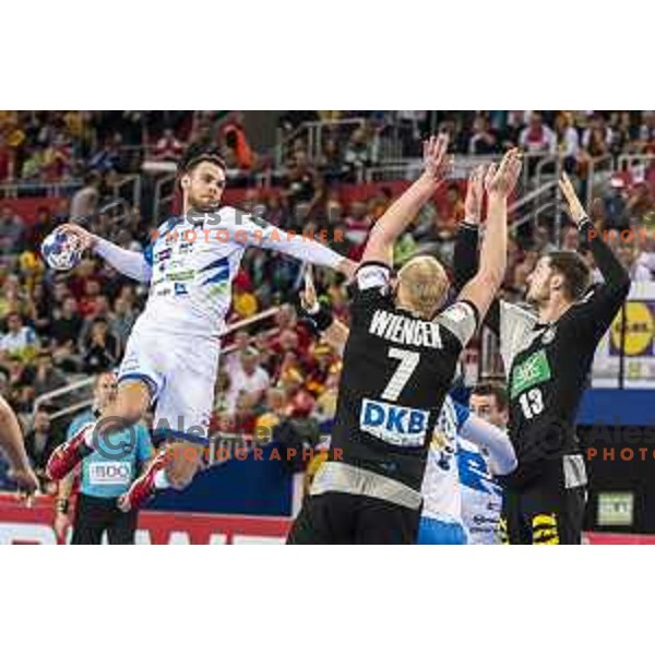 Slovenia’s Bout Mackovsek (51) in action EHF European Championship match between Slovenia and Germany, in Arena Zagreb, Zagreb, on January 15, 2018