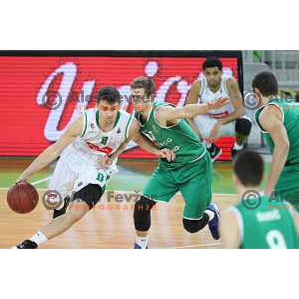 action during Nova KBM league basketball match between Petrol Olimpija and Zlatorog Lasko in Stozice, Ljubljana, Slovenia on January 15, 2018