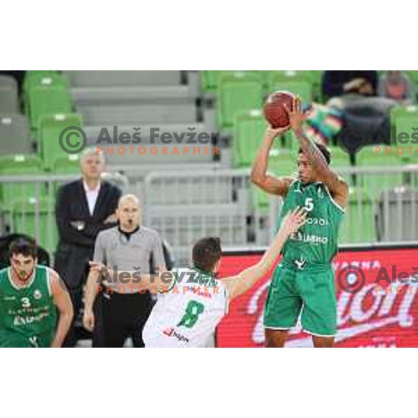 action during Nova KBM league basketball match between Petrol Olimpija and Zlatorog Lasko in Stozice, Ljubljana, Slovenia on January 15, 2018