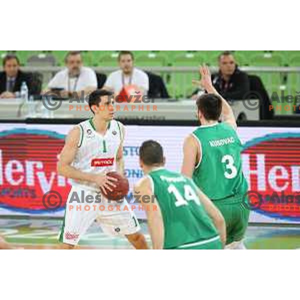 action during Nova KBM league basketball match between Petrol Olimpija and Zlatorog Lasko in Stozice, Ljubljana, Slovenia on January 15, 2018