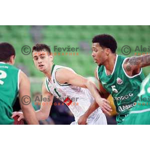 action during Nova KBM league basketball match between Petrol Olimpija and Zlatorog Lasko in Stozice, Ljubljana, Slovenia on January 15, 2018