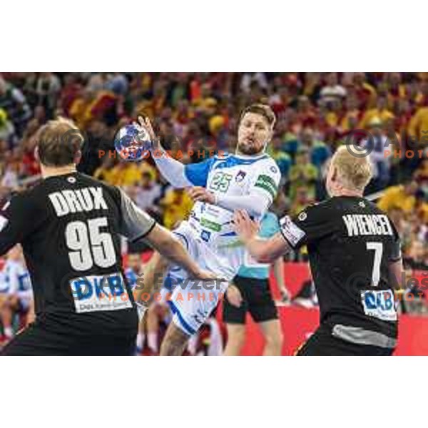 Slovenia’s Marko Bezjak (25) in action EHF European Championship match between Slovenia and Germany, in Arena Zagreb, Zagreb, on January 15, 2018