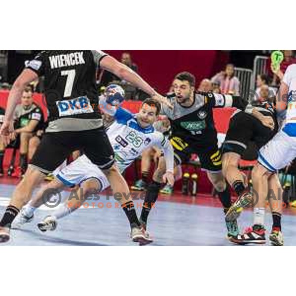 Slovenia’s Miha Zarabec (23) in action EHF European Championship match between Slovenia and Germany, in Arena Zagreb, Zagreb, on January 15, 2018