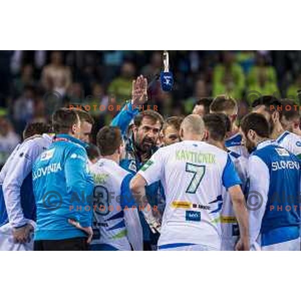 Slovenian head coach Veselin Vujovic in action EHF European Championship match between Slovenia and Germany, in Arena Zagreb, Zagreb, on January 15, 2018