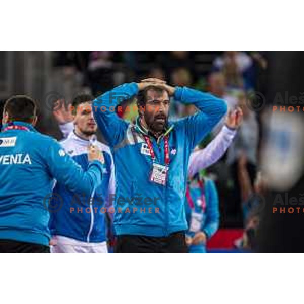 Slovenian head coach Veselin Vujovic in action EHF European Championship match between Slovenia and Germany, in Arena Zagreb, Zagreb, on January 15, 2018
