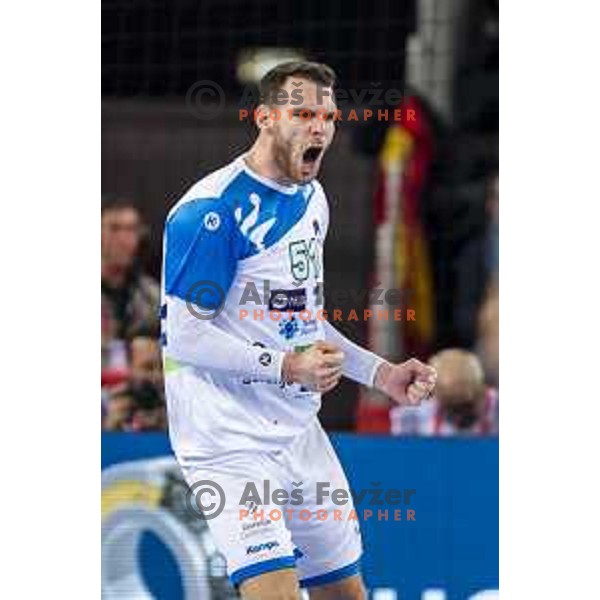 Slovenia’s Bout Mackovsek (51) in action EHF European Championship match between Slovenia and Germany, in Arena Zagreb, Zagreb, on January 15, 2018