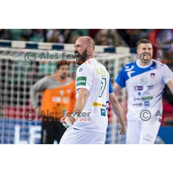 Slovenia’s Vid Kavticnik (7) in action EHF European Championship match between Slovenia and Germany, in Arena Zagreb, Zagreb, on January 15, 2018