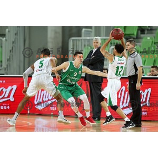 action during Nova KBM league basketball match between Petrol Olimpija and Zlatorog Lasko in Stozice, Ljubljana, Slovenia on January 15, 2018