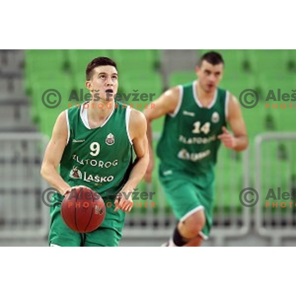 Nejc Baric in action during Nova KBM league basketball match between Petrol Olimpija and Zlatorog Lasko in Stozice, Ljubljana, Slovenia on January 15, 2018