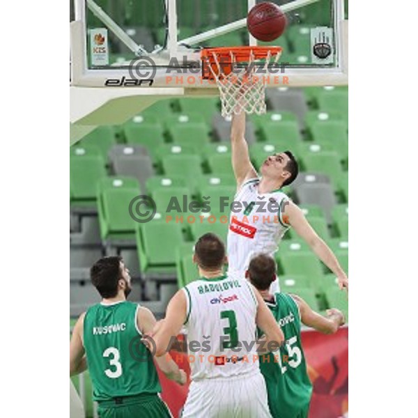 Jan Span in action during Nova KBM league basketball match between Petrol Olimpija and Zlatorog Lasko in Stozice, Ljubljana, Slovenia on January 15, 2018