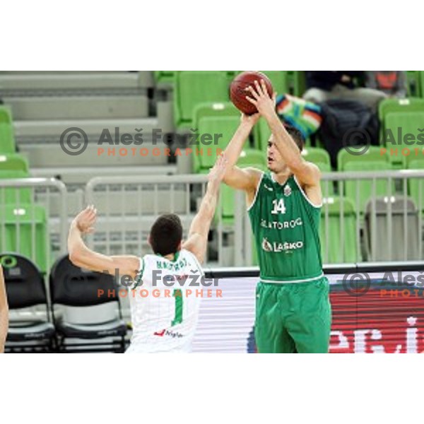 action during Nova KBM league basketball match between Petrol Olimpija and Zlatorog Lasko in Stozice, Ljubljana, Slovenia on January 15, 2018