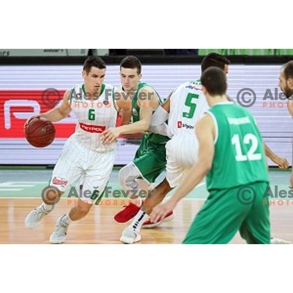 action during Nova KBM league basketball match between Petrol Olimpija and Zlatorog Lasko in Stozice, Ljubljana, Slovenia on January 15, 2018