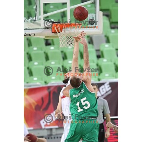 action during Nova KBM league basketball match between Petrol Olimpija and Zlatorog Lasko in Stozice, Ljubljana, Slovenia on January 15, 2018