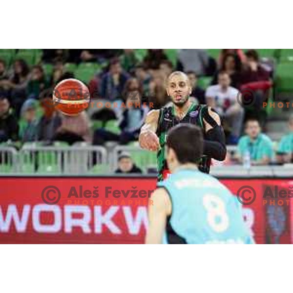 of Petrol Olimpija in action during FIBA Champions League basketball match between Petrol Olimpija and Movistar Estudiantes in Stozice Hall, Ljubljana on Janaury 17, 2018