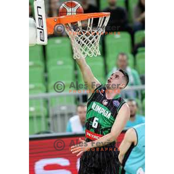 of Petrol Olimpija in action during FIBA Champions League basketball match between Petrol Olimpija and Movistar Estudiantes in Stozice Hall, Ljubljana on Janaury 17, 2018