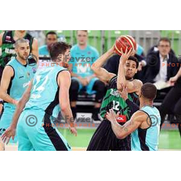 of Petrol Olimpija in action during FIBA Champions League basketball match between Petrol Olimpija and Movistar Estudiantes in Stozice Hall, Ljubljana on Janaury 17, 2018