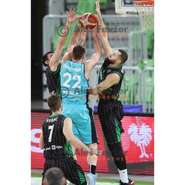 of Petrol Olimpija in action during FIBA Champions League basketball match between Petrol Olimpija and Movistar Estudiantes in Stozice Hall, Ljubljana on Janaury 17, 2018