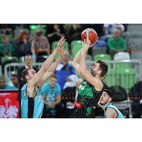 of Petrol Olimpija in action during FIBA Champions League basketball match between Petrol Olimpija and Movistar Estudiantes in Stozice Hall, Ljubljana on Janaury 17, 2018