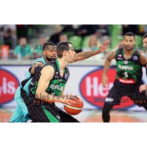 of Petrol Olimpija in action during FIBA Champions League basketball match between Petrol Olimpija and Movistar Estudiantes in Stozice Hall, Ljubljana on Janaury 17, 2018