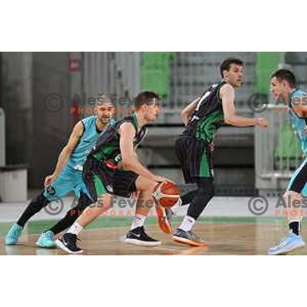 of Petrol Olimpija in action during FIBA Champions League basketball match between Petrol Olimpija and Movistar Estudiantes in Stozice Hall, Ljubljana on Janaury 17, 2018