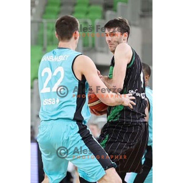 of Petrol Olimpija in action during FIBA Champions League basketball match between Petrol Olimpija and Movistar Estudiantes in Stozice Hall, Ljubljana on Janaury 17, 2018
