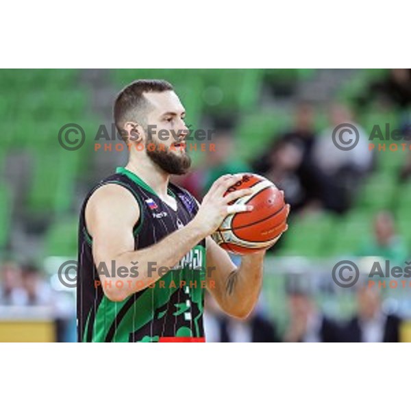 of Petrol Olimpija in action during FIBA Champions League basketball match between Petrol Olimpija and Movistar Estudiantes in Stozice Hall, Ljubljana on Janaury 17, 2018