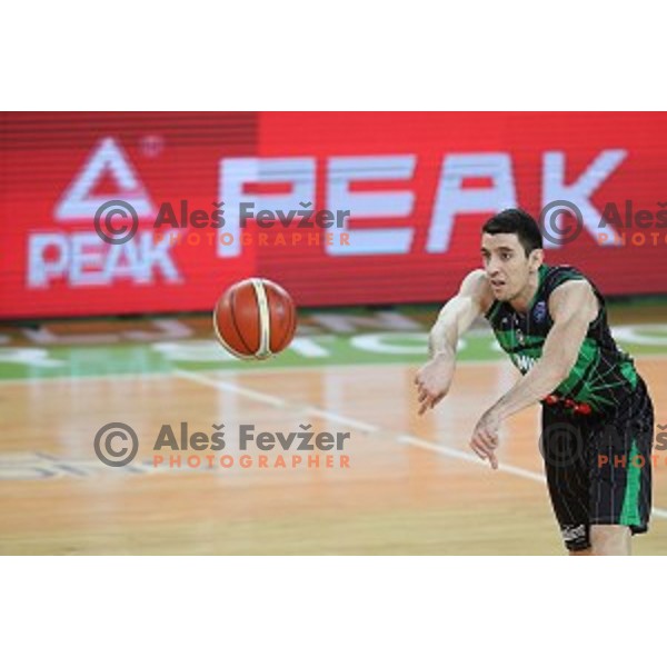 of Petrol Olimpija in action during FIBA Champions League basketball match between Petrol Olimpija and Movistar Estudiantes in Stozice Hall, Ljubljana on Janaury 17, 2018