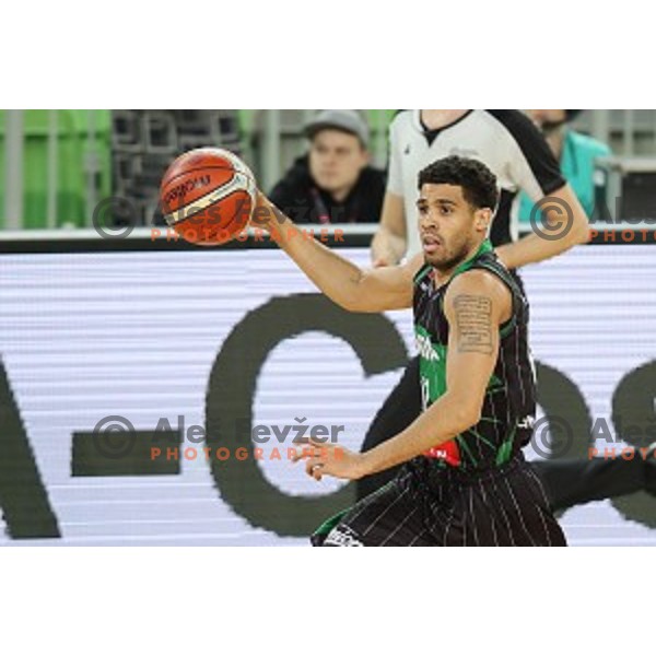 of Petrol Olimpija in action during FIBA Champions League basketball match between Petrol Olimpija and Movistar Estudiantes in Stozice Hall, Ljubljana on Janaury 17, 2018