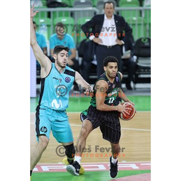 of Petrol Olimpija in action during FIBA Champions League basketball match between Petrol Olimpija and Movistar Estudiantes in Stozice Hall, Ljubljana on Janaury 17, 2018
