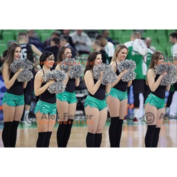 of Petrol Olimpija in action during FIBA Champions League basketball match between Petrol Olimpija and Movistar Estudiantes in Stozice Hall, Ljubljana on Janaury 17, 2018