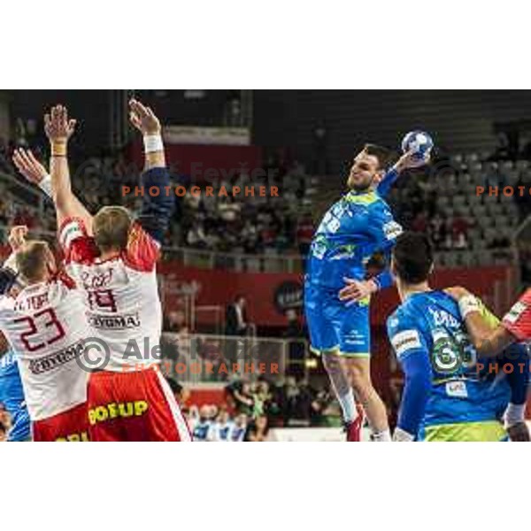 Slovenia’s Bout Mackovsek (51) in action during EHF European Championship match between Slovenia and Denmark, in Arena Varazdin, Varazdin, on January 19, 2018