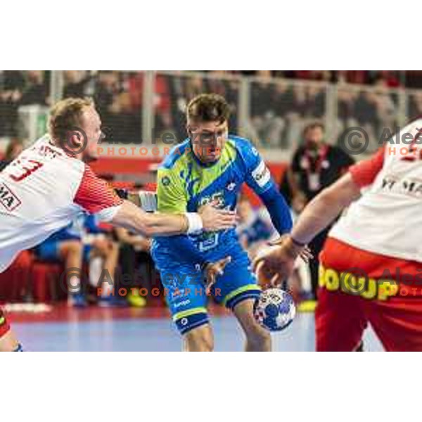 Slovenia’s Marko Bezjak (25) in action during EHF European Championship match between Slovenia and Denmark, in Arena Varazdin, Varazdin, on January 19, 2018
