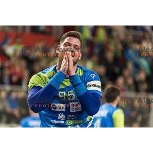 Slovenia’s Matic Suholeznik (95) in action during EHF European Championship match between Slovenia and Denmark, in Arena Varazdin, Varazdin, on January 19, 2018