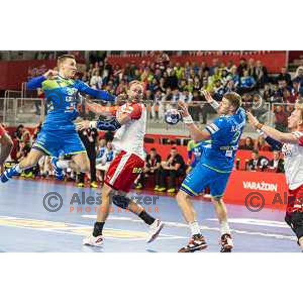 Slovenia’s Jan Grebenc (30) in action during EHF European Championship match between Slovenia and Denmark, in Arena Varazdin, Varazdin, on January 19, 2018