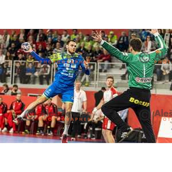 Slovenia’s Bout Mackovsek (51) in action during EHF European Championship match between Slovenia and Denmark, in Arena Varazdin, Varazdin, on January 19, 2018