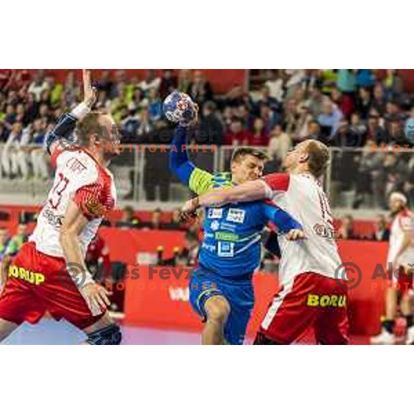 Slovenia’s Marko Bezjak (25) in action during EHF European Championship match between Slovenia and Denmark, in Arena Varazdin, Varazdin, on January 19, 2018