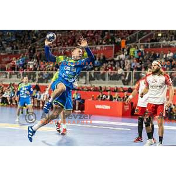 Slovenia’s Jan Grebenc (30) in action during EHF European Championship match between Slovenia and Denmark, in Arena Varazdin, Varazdin, on January 19, 2018