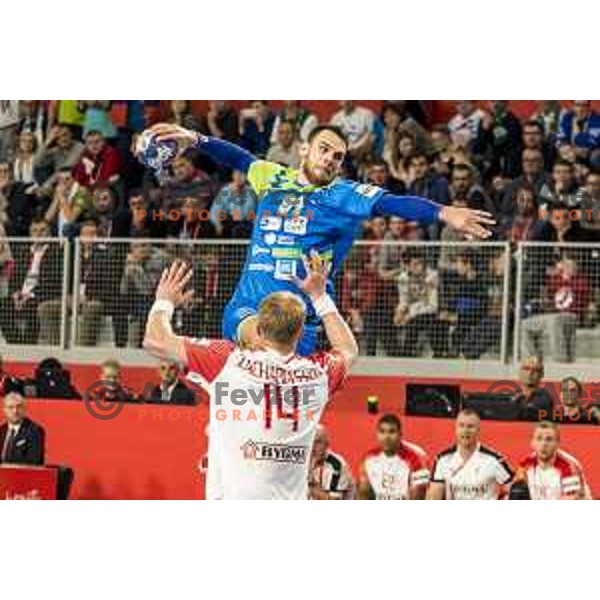 Slovenia’s Bout Mackovsek (51) in action during EHF European Championship match between Slovenia and Denmark, in Arena Varazdin, Varazdin, on January 19, 2018