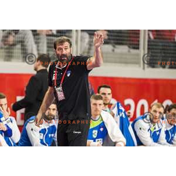 Slovenian head coach Veselin Vujovic in action during EHF European Championship match between Slovenia and Denmark, in Arena Varazdin, Varazdin, on January 19, 2018