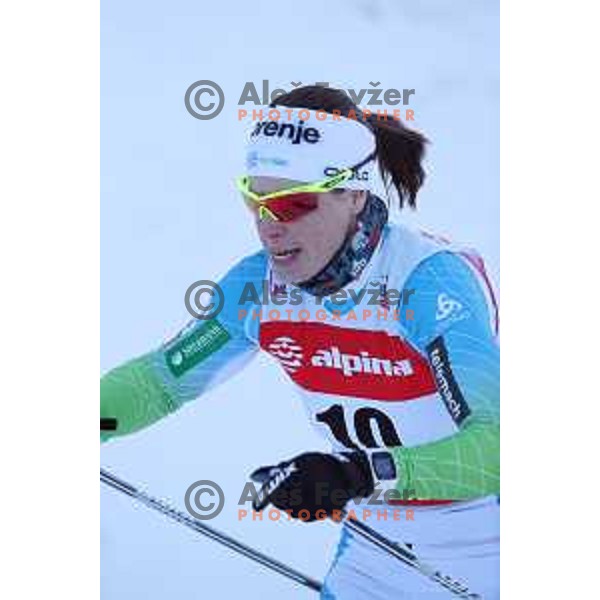 Vesna Fabjan (SLO) racing in qualifiaction of Ladies 1.4 km Sprint Classic FIS Cross-Country World Cup in Planica, Slovenia on January 20, 2018
