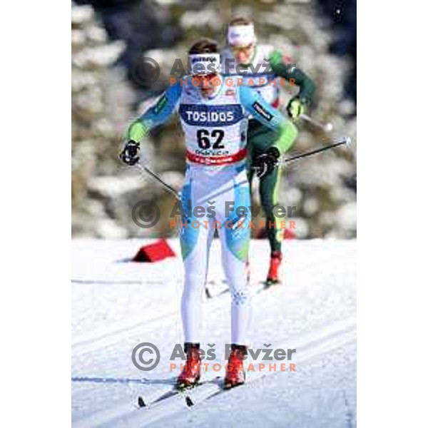 Luka Prosen (SLO) racing in qualifiaction of Men\'s 1.6 km Sprint Classic FIS Cross-Country World Cup in Planica, Slovenia on January 20, 2018