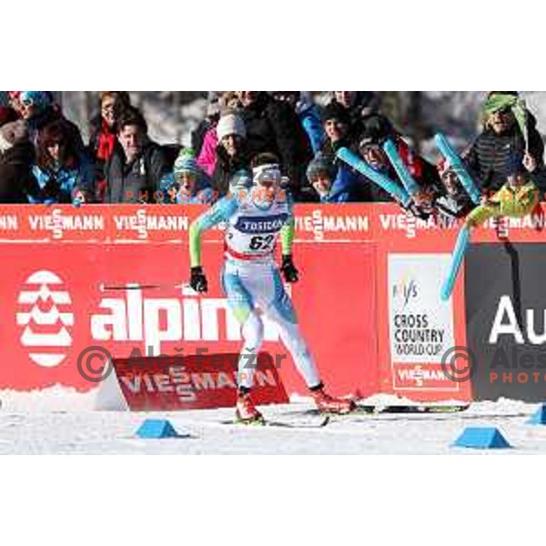 Luka Prosen (SLO) racing in qualifiaction of Men\'s 1.6 km Sprint Classic FIS Cross-Country World Cup in Planica, Slovenia on January 20, 2018