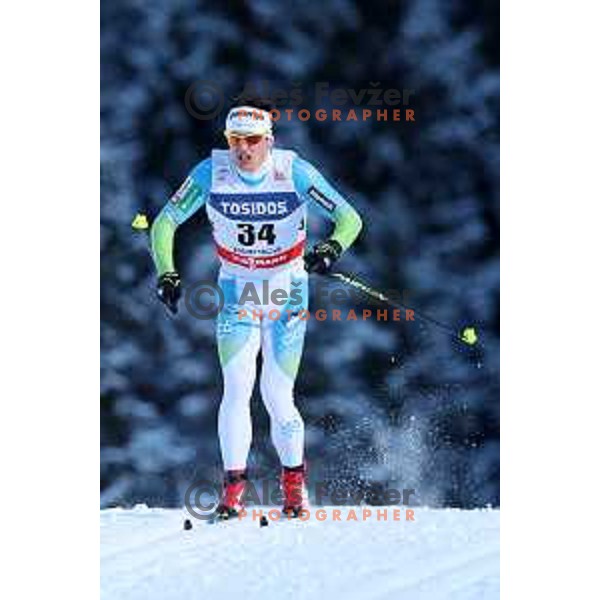 Miha Simenc (SLO) racing in qualifiaction of Men\'s 1.6 km Sprint Classic FIS Cross-Country World Cup in Planica, Slovenia on January 20, 2018