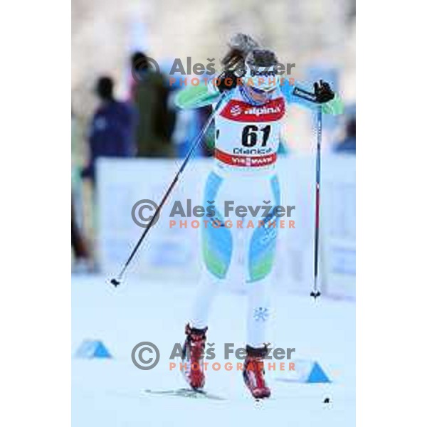 Anja Mandeljc (SLO) racing in qualifiaction of Ladies 1.4 km Sprint Classic FIS Cross-Country World Cup in Planica, Slovenia on January 20, 2018