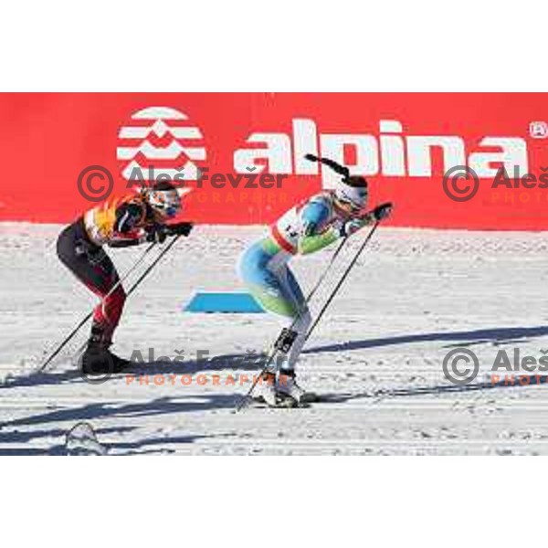 Katja Visnar (SLO) racing in quarter-final of Ladies 1.4 km Sprint Classic FIS Cross-Country World Cup in Planica, Slovenia on January 20, 2018