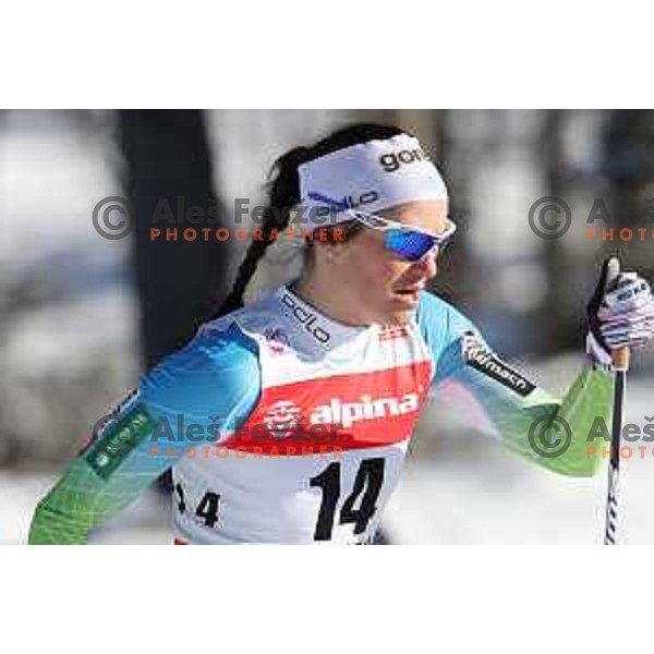 Katja Visnar (SLO) racing in quarter-final of Ladies 1.4 km Sprint Classic FIS Cross-Country World Cup in Planica, Slovenia on January 20, 2018